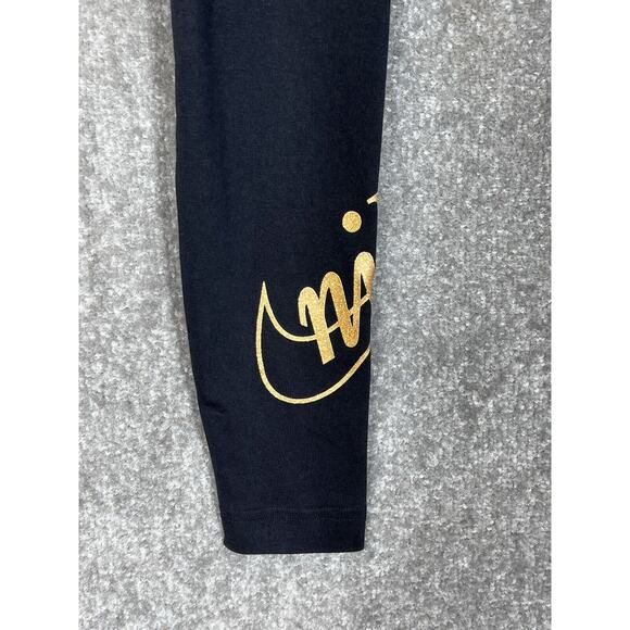 Nike Gold Glitter SPELLOUT Pull‎ On Ankle Leggings Womens Size XS Black Stretch - Picture 6 of 11